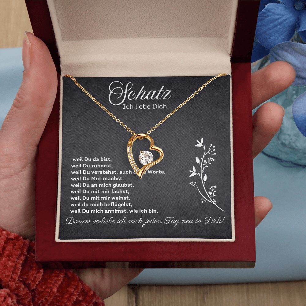 Schatz, Ich Liebe Dich - Romantische Halskette mit Liebesbotschaft