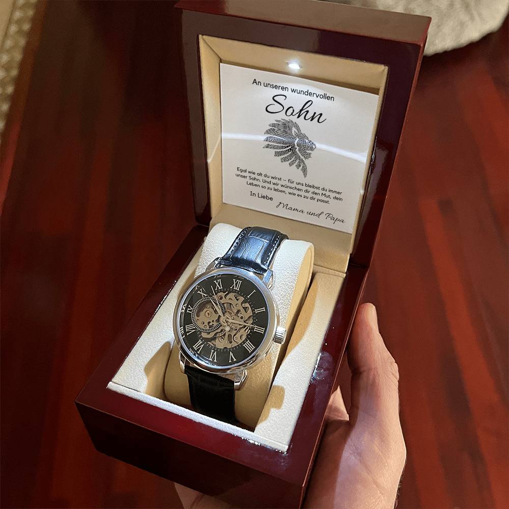Geschenkidee für Sohn – Armbanduhr mit Message Card, Geburtstagsgeschenk