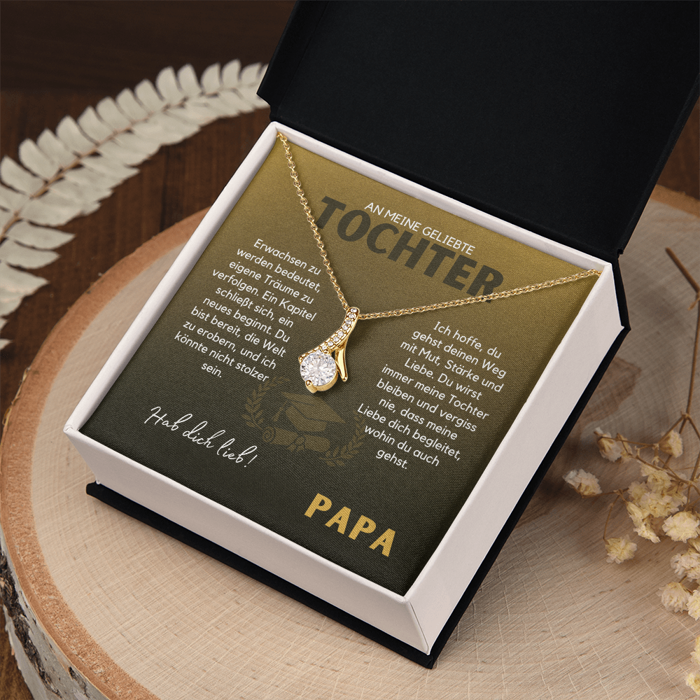 Halskette zum Abitur und Abschluss mit Motivierender Botschaft from Papa