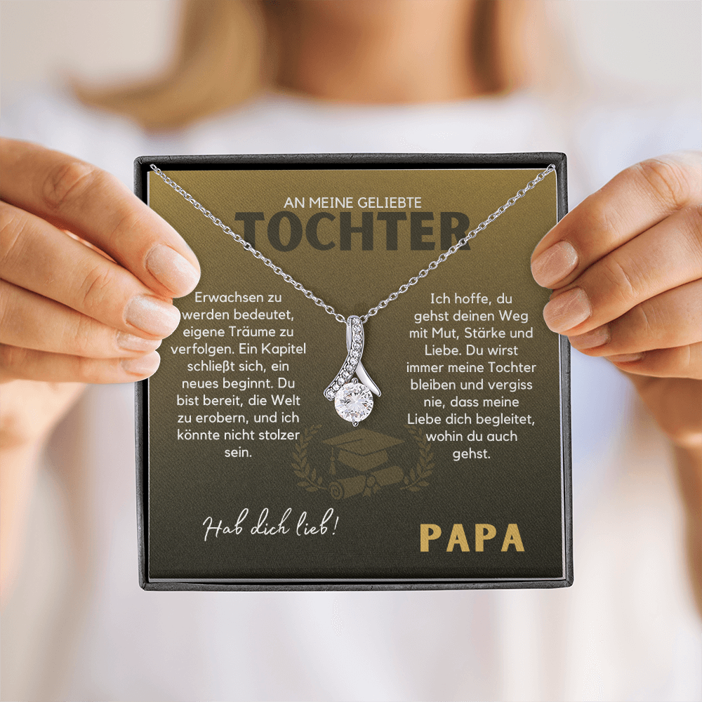 Halskette zum Abitur und Abschluss mit Motivierender Botschaft from Papa