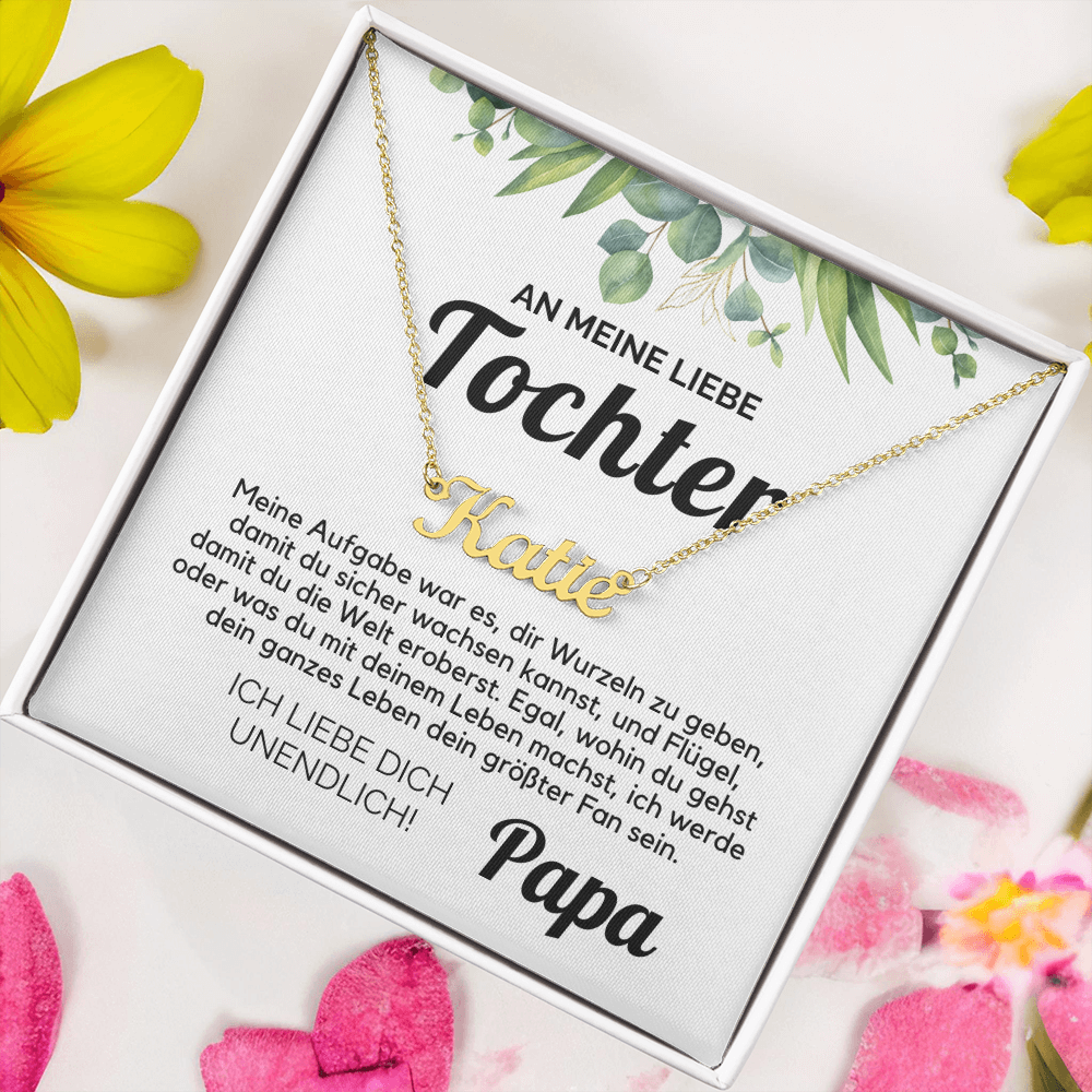 Name Halskette für Tochter von Papa, Geschenk zum Geburtstag, Abschluss, Weihnachten
