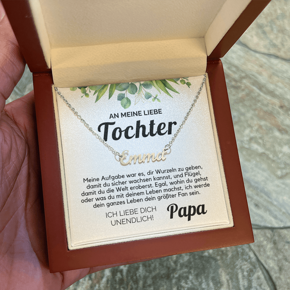 Name Halskette für Tochter von Papa, Geschenk zum Geburtstag, Abschluss, Weihnachten