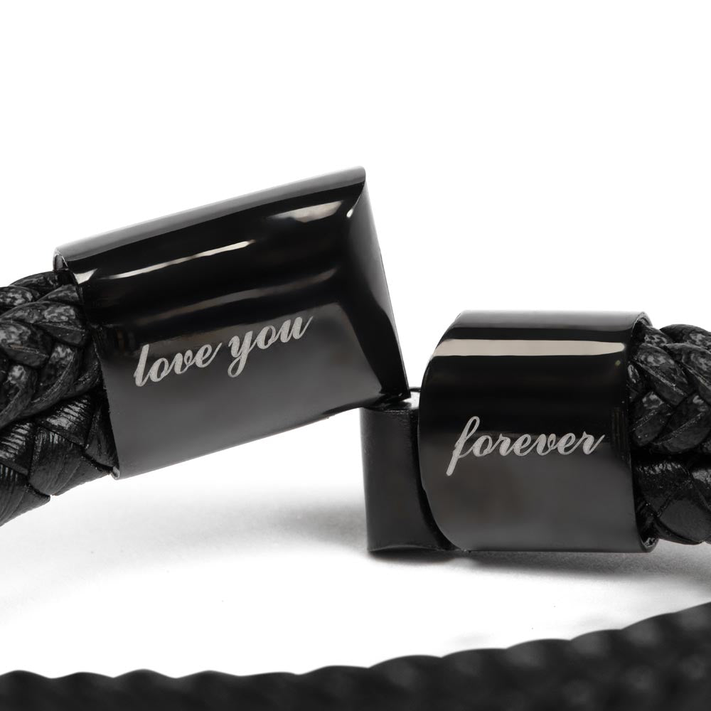 Persönliches Geschenk aus Edelstahl und veganem Leder Für den Sohn - Geburtstag, Abschluss, Weihnachten, Ewige Liebe Armband