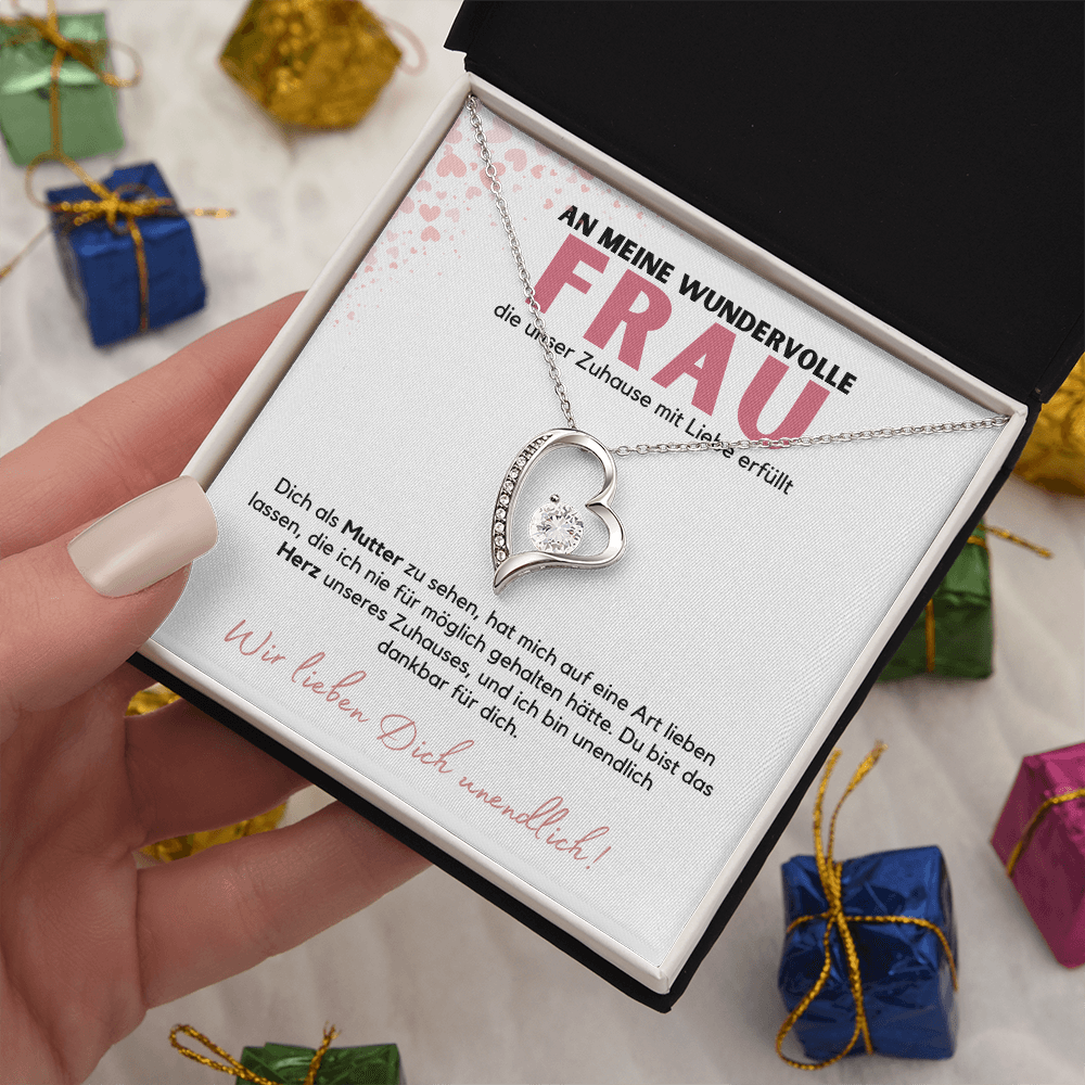 Halskette Geschenk für die wundervolle Frau – Mit einer liebevollen Botschaftskarte