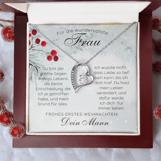 Unser erstes Weihnachten als Ehepaar | Schmuck mit Botschaftskarte | Persönliches Geschenk für frisch Verheiratete