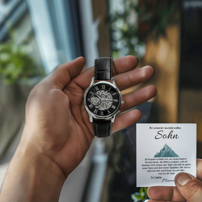 Für meinen Sohn – Armbanduhr mit Botschaftskarte, Geschenk für Sohn, Geburtstagsgeschenk