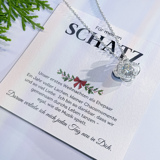 Unser erstes Weihnachten verheiratet 2025 | Romantisches Geschenk für Ehefrau | Halskette mit emotionelle Karte