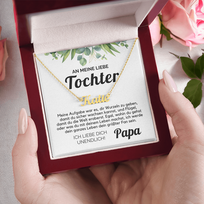 Name Halskette für Tochter von Papa, Geschenk zum Geburtstag, Abschluss, Weihnachten
