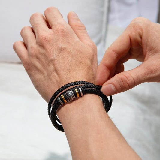Persönliches Geschenk aus Edelstahl und veganem Leder Für den Sohn - Geburtstag, Abschluss, Weihnachten, Ewige Liebe Armband