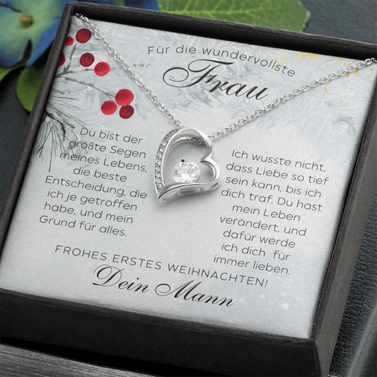 Unser erstes Weihnachten als Ehepaar | Schmuck mit Botschaftskarte | Persönliches Geschenk für frisch Verheiratete